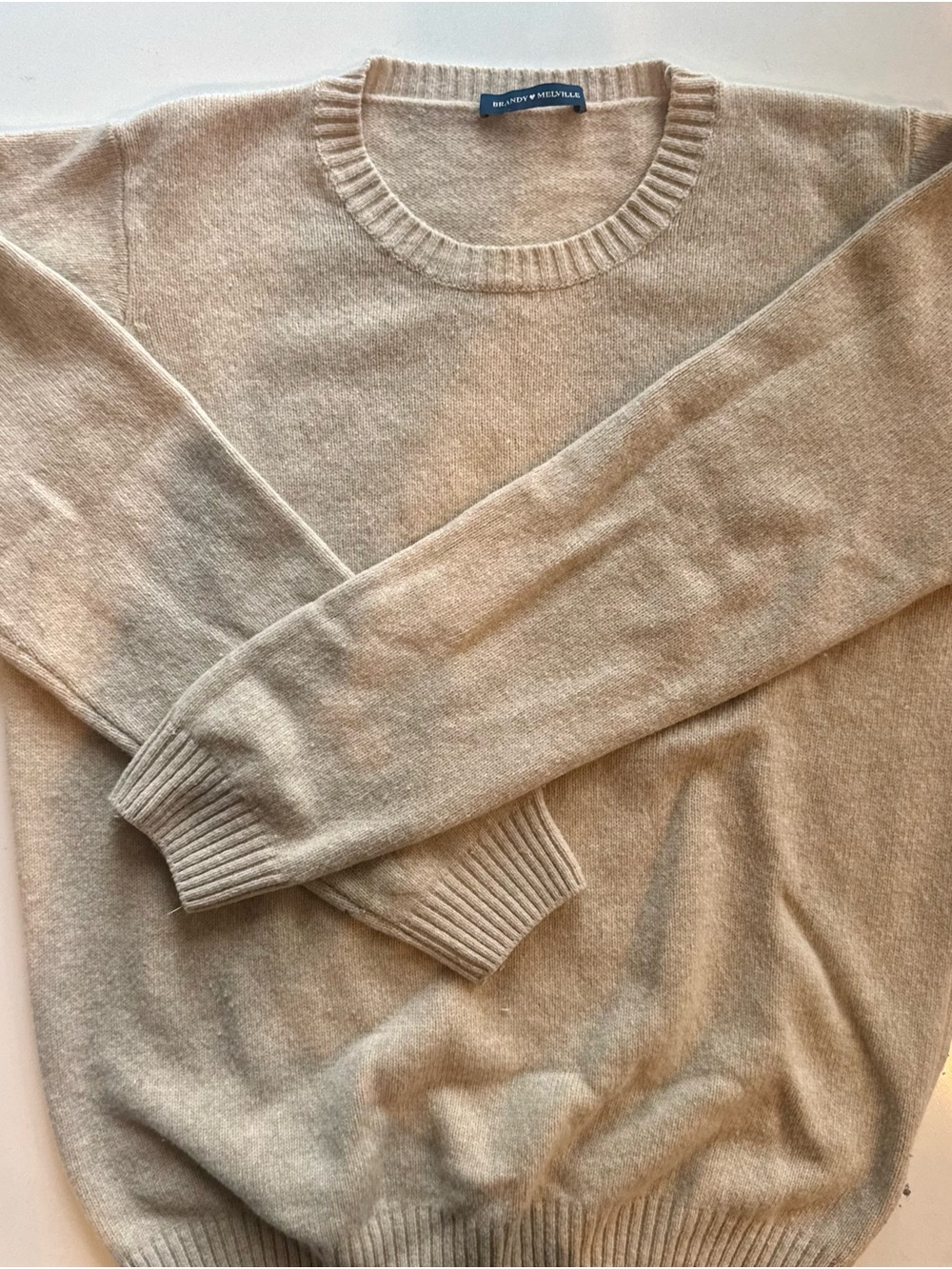 Brandy Melville Beige Crewneck Sweater